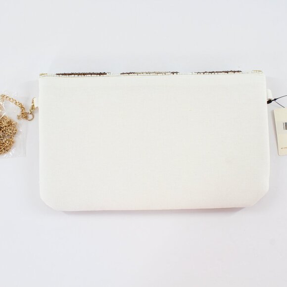 FREE EARRINGS - KAYLEE Patterned Beaded Envelope Clutch Crossbody Bag NWT White - Picture 3 of 6